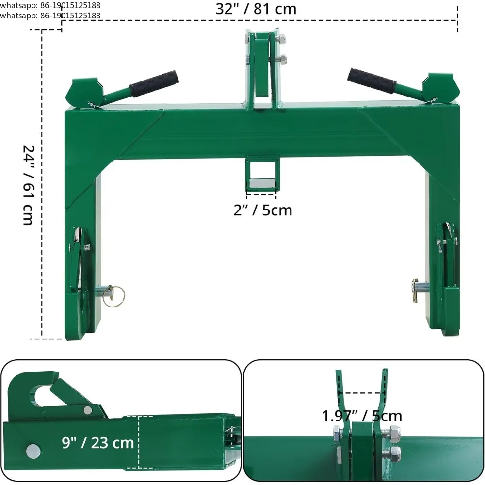Heavy Duty Category 1 3 Point Quick Hitch Adapter 3000 Lbs Lift Capacity Adjustable Top Hook for Tractor Implements