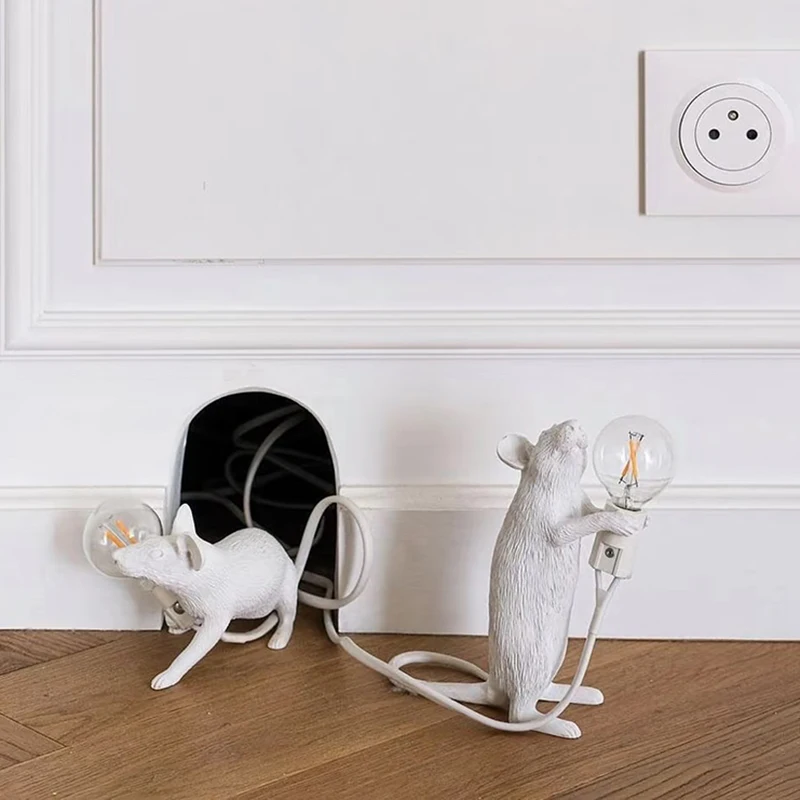 

Modern Resin Animal LED Table Lamp Rat Cat Squirrel Night Light USB Desk Lmp Holiday Gifts Decor Easy Catching Decor Table Light