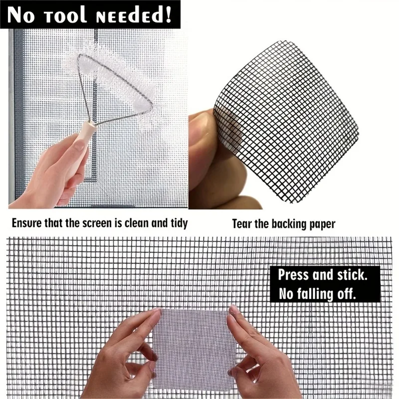 40-10pcs Window Screen Repair Stickers Tape Adhesive Anti Mosquito Door Mesh Patch Tape Broken Holes Repair Screen Wall Patch