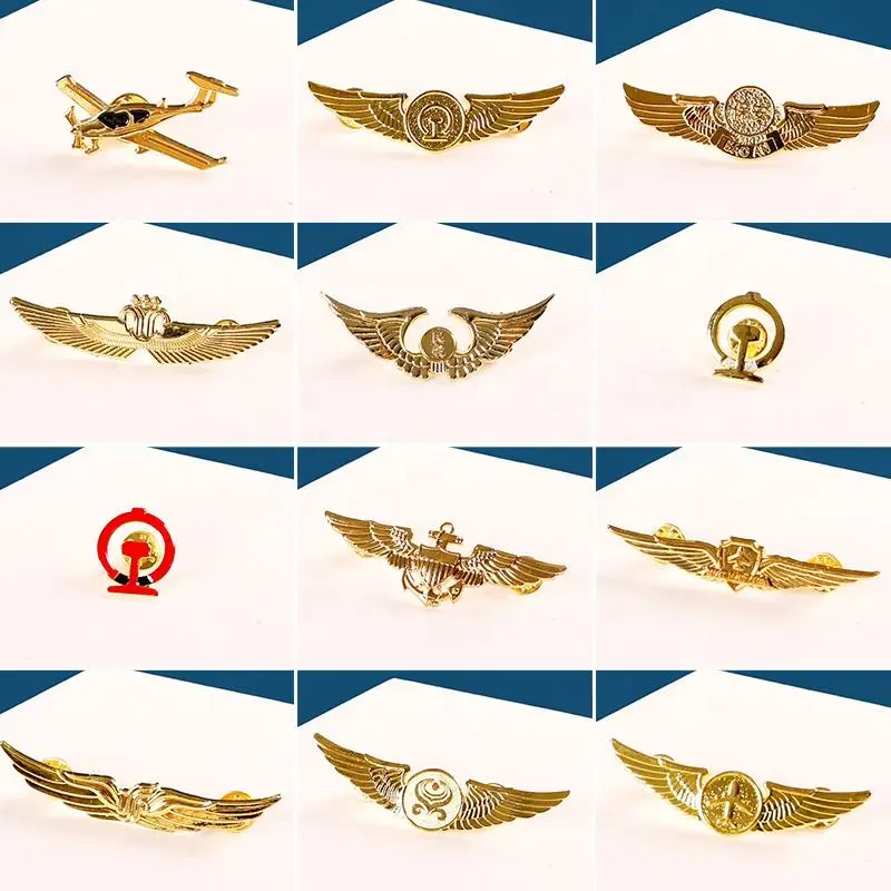 4 pcs Trades and Professions Airline And High Express Railway Conductor Design Metal Pilot Wings Pin Badge