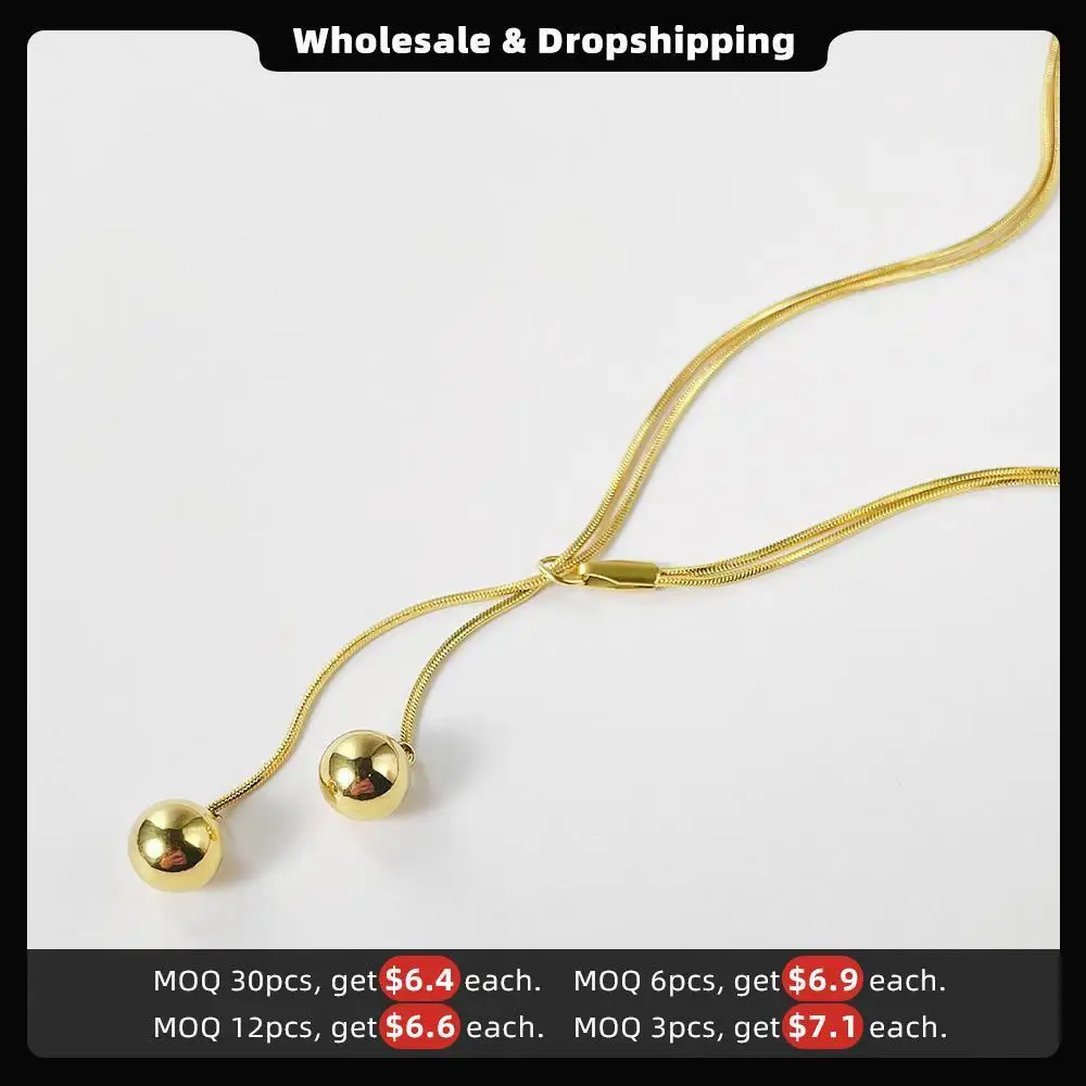 ENFASHION Stainless Steel Necklace Gold Color Double Ball Pendant Necklaces Fashion Jewelry Collares Para Mujer Gift P223294