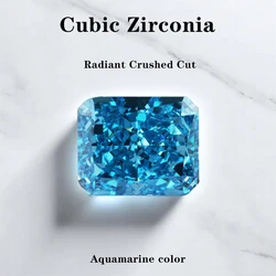 Cubic Zirconia Aquamarine Radiant Crushed Ice Cut Cubic Zirconia Gemstones Zircon CZ 4K Cutting 5A+ Quality Diy Jewelry