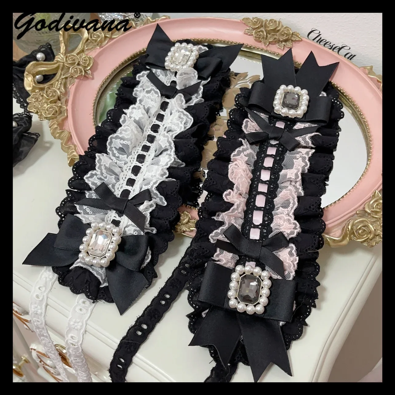 Original Mine Liz Japanese Style All-Match Lolita Headdress Rhinestone Lace Hair Band Girl Women\'s Headband