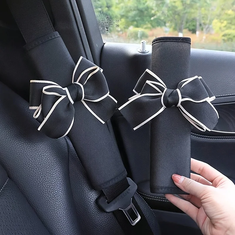 

2Pcs Bow Car Seat Belt Shoulder Covers, Anti-slip Anti-pinch Soft Comfortable Shoulder Pads for Vehicle Interior Decoration
