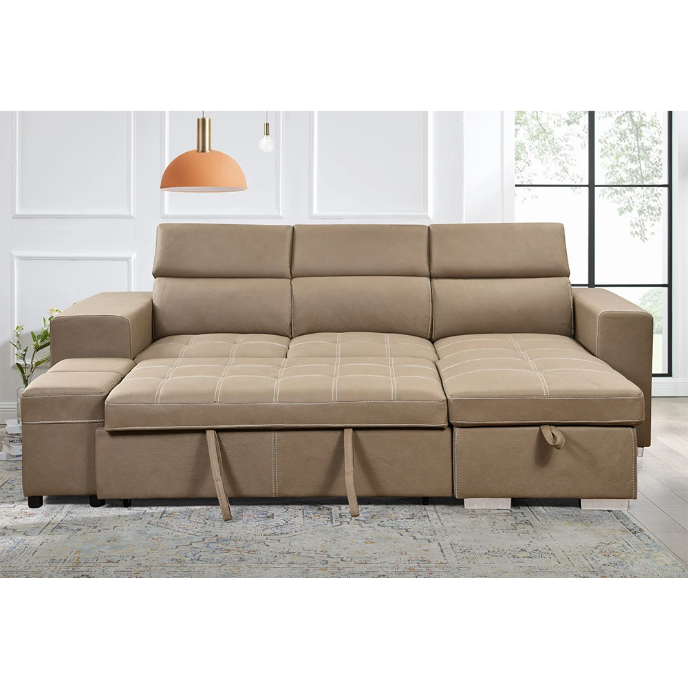 Gray linen reconfigurable Reversible Manual convertible hand-assembled 81.5\