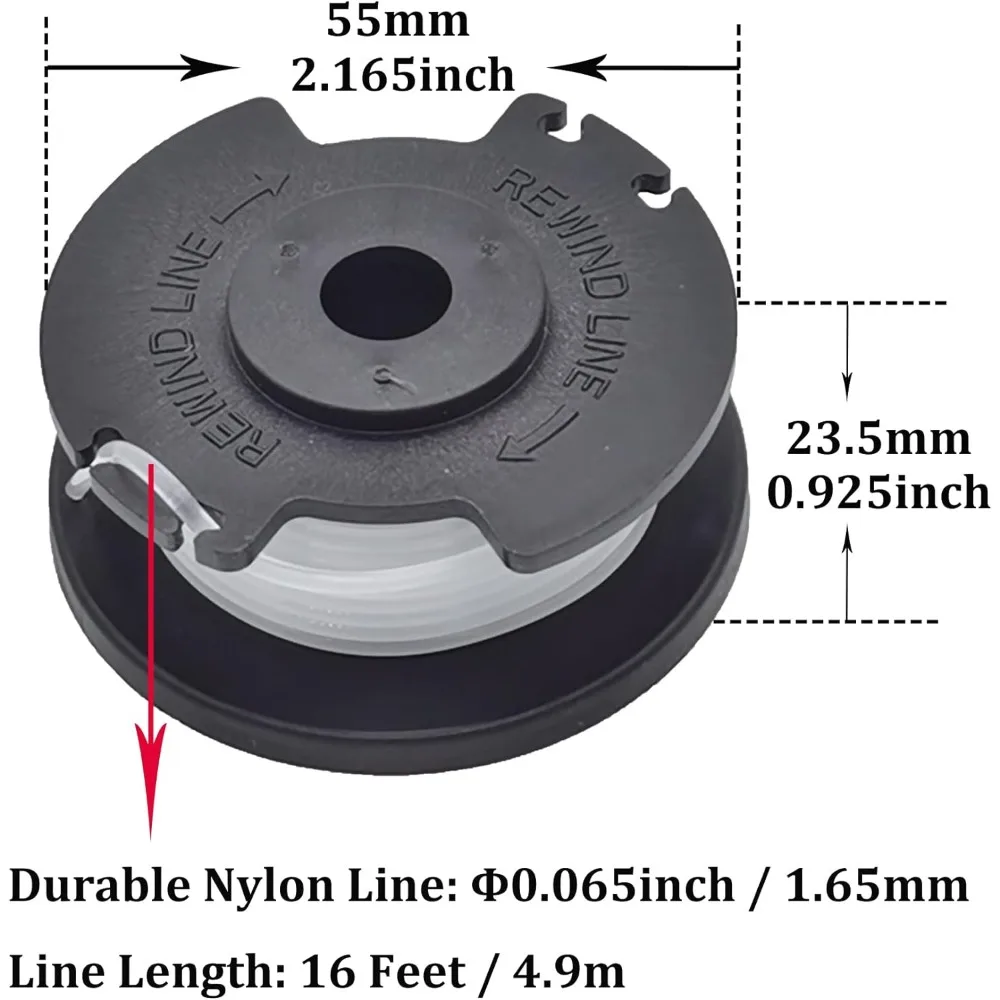 6 pces corda de comedor de ervas daninhas para hiper resistente HT-19-401-003-06 & HT-19-401-003-07,0.065 "16 pés linha de aparador de ervas daninhas, carretel de comedor de ervas daninhas