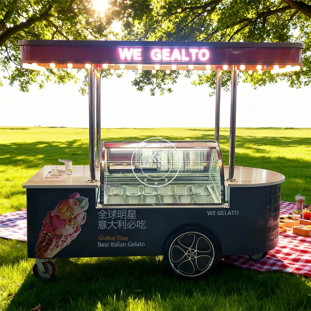 

Factory Price Ice Cream Cart Freezer Fully Catering Equipped Catering Restaurant Outdoor Street Popsicle and Ice Cream Cart