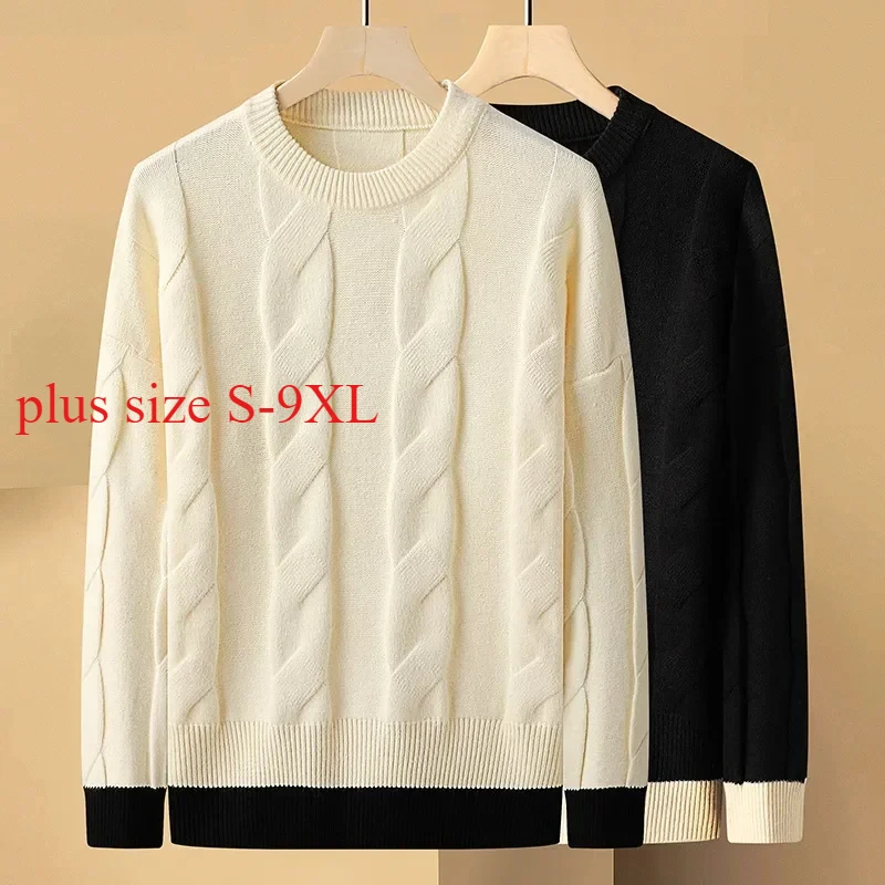 New Arrival Fashion Suepr Large Autumn Round Neck Men's Knitted Base Sweater Plus Size XL XXL XXXL 4XL 5XL 6XL 7XL 8XL 9XL