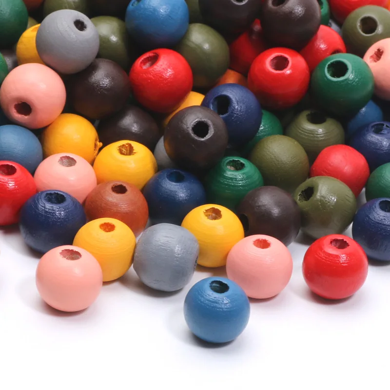 NEW Dark Solid Color Round Balls Spacer Necklaces Bracelets Wood Beads 8/10/12mm Wooden Beads For Jewelry Making DIY Accessories