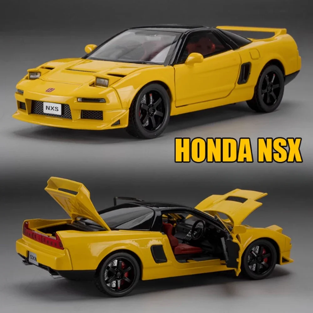 

1:32 Honda NSX модель из сплава, игрушки, миниатюрные автомобили, литые под давлением транспортные средства, 4 двери, открытый звук, свет, игрушка с откатным механизмом, детские рождественские подарки