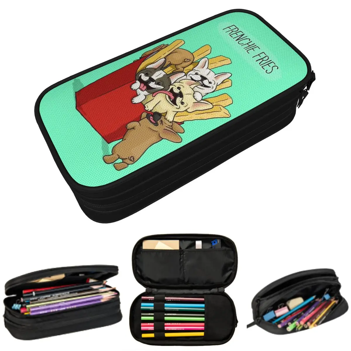 

French Bulldog Frenchie Animal Pet Dog Pencil Case for Kids School Pen Box Pencil Bag Stationery Supplies Pen Holder Bag