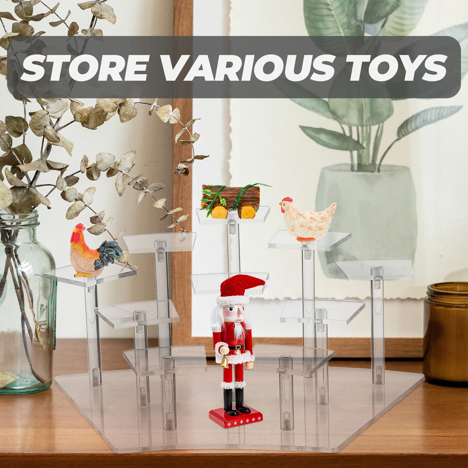 

High Transparent Acrylic Ladder Display Stand Multi-Layer Clear Display Rack Stable Storage for Collection Models Cosmetics