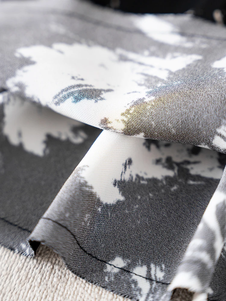 Bla Print Dünner Acetat-Midirock, professioneller Pendel-Damen-Faion-A-Linien-Rock mit hoher Taille, Sommer 2022, Ele Sle