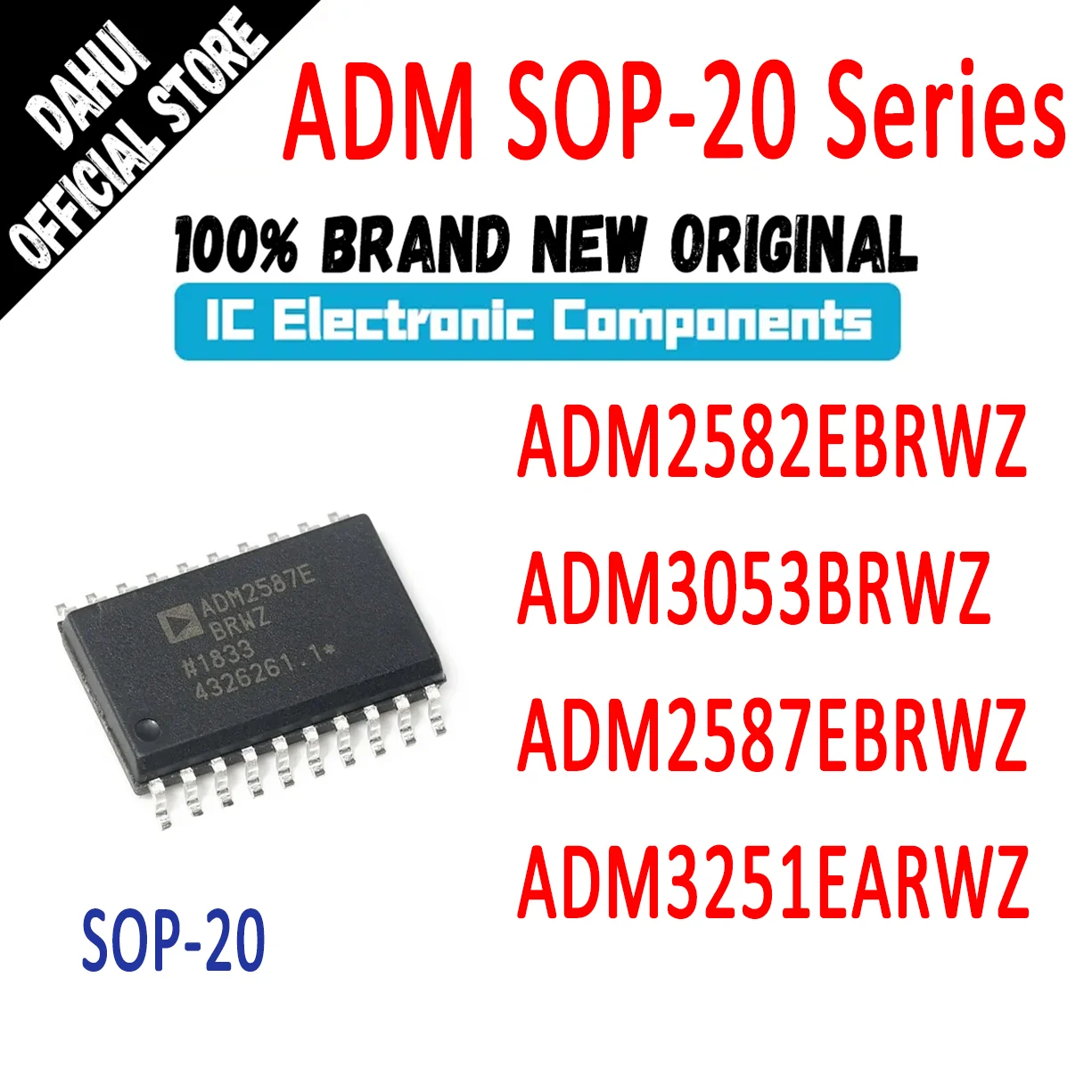 

ADM3053BRWZ ADM2582EBRWZ ADM2587EBRWZ ADM3251EARWZ ADM3053 ADM2582 ADM2587 ADM3251 ADI IC Chip SOP-20