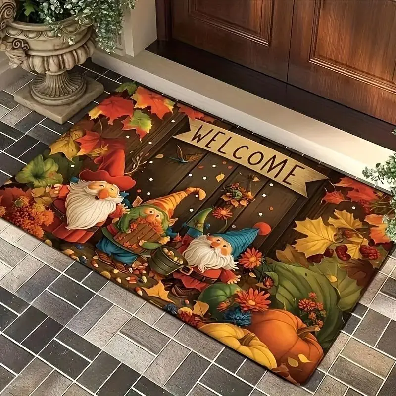 VIKAMA Autumn Harvest Dwarf Carpet, Welcome Signage Easy-to-clean Entrance Floor Mat, Entry-level Home Decoration