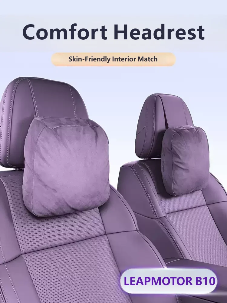 For LEAPMOTOR B10 2025 2026 Car Suede Original Headrest Breathable Comfortable Neck Pillow Outdoor Travel Car Inte
