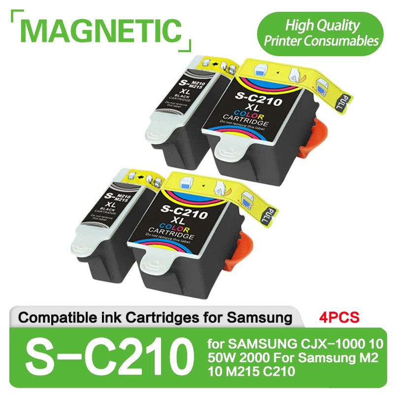 4PCS/set S-M210/M215 black S-C210 color Compatible ink cartridge for SAMSUNG CJX-1000 1050W 2000 For Samsung M210 M215 C210