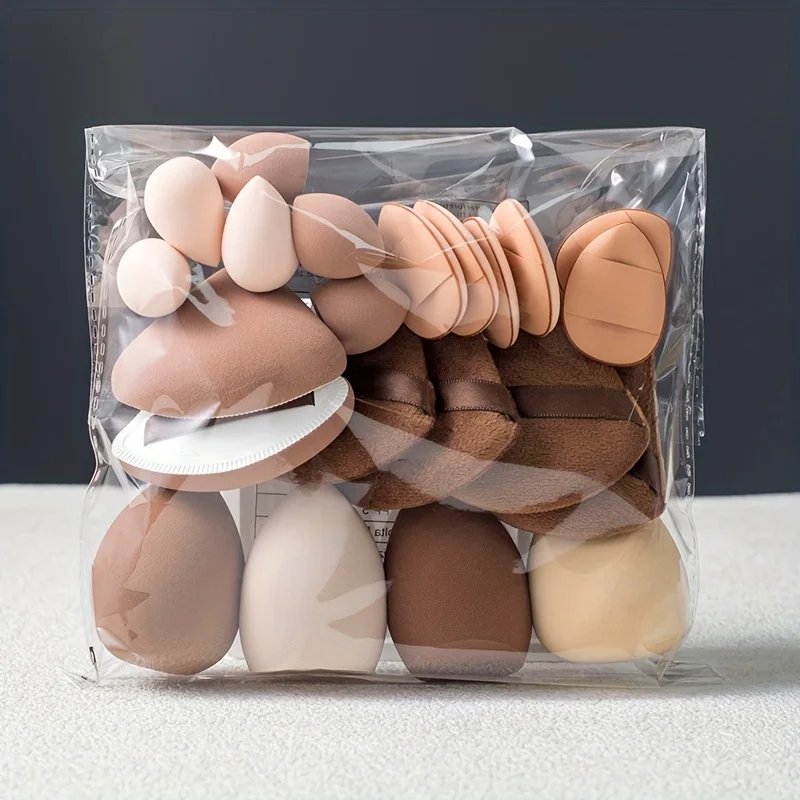 مجموعة إسفنجة مكياج نباتية مكونة من 22 قطعة - 4 منتفخة لبودرة و6 صغيرة و4 مقاس XL و6 خلاطات أصابع |   مجموعة السفر الاحترافية لجميع أنواع البشرة خالية من اللاتكس