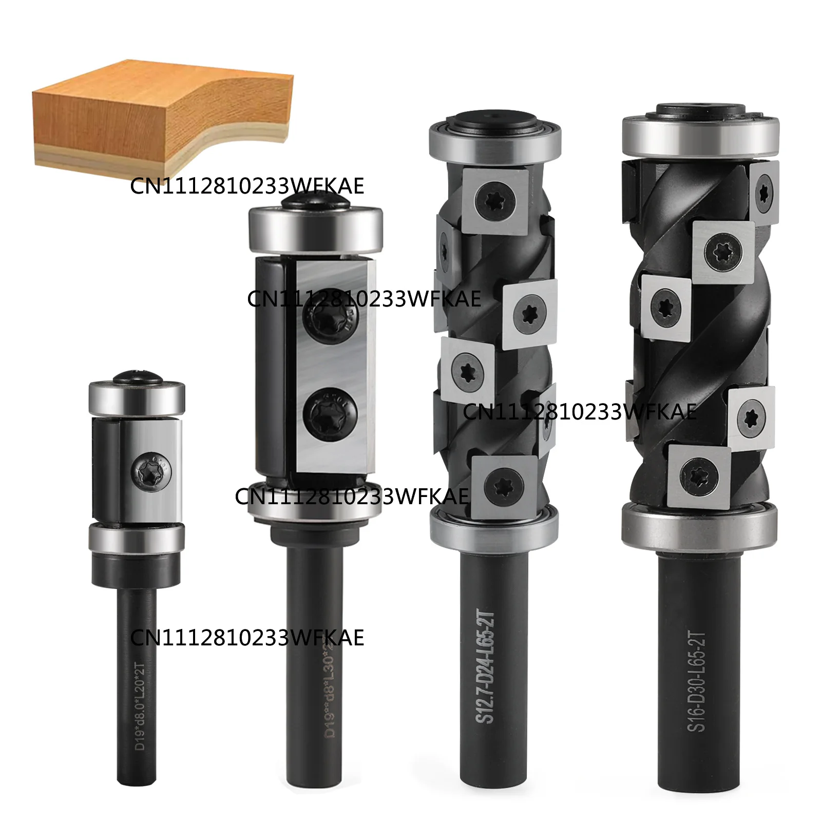 1pcs 2 Flutes Wood Trim Bit with Bearing 8mm 12mm 12.7mm Shank Insert Replaceable Blades Wood Router Bit Flush Trim Bit