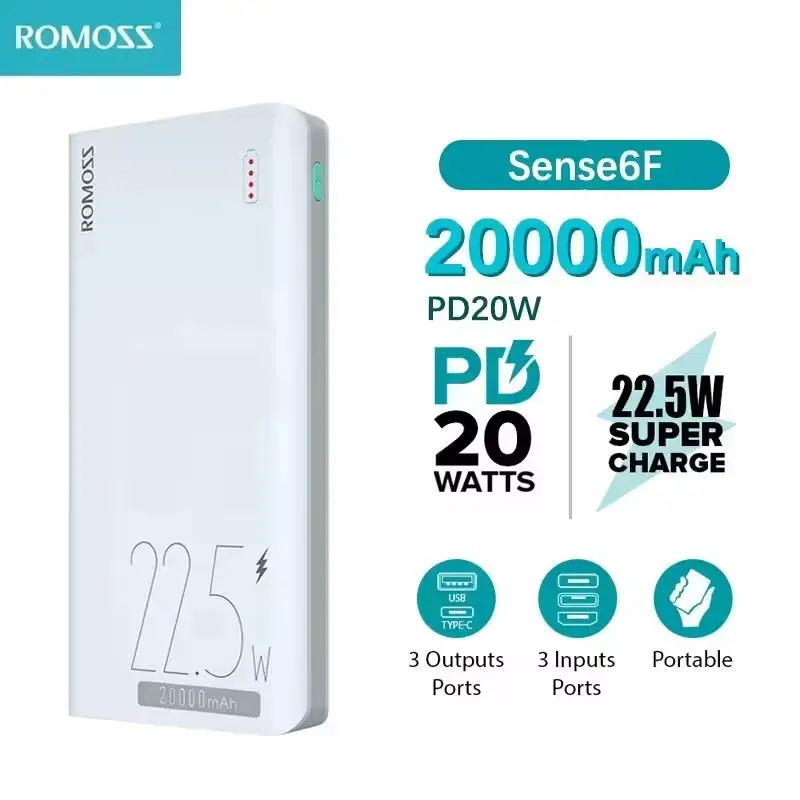 New! Sense6F Power Bank 20000mAh 22.5W Fast Charge Type C Charger External Battery For Xiaomi 13 iphone 15 Smartphones