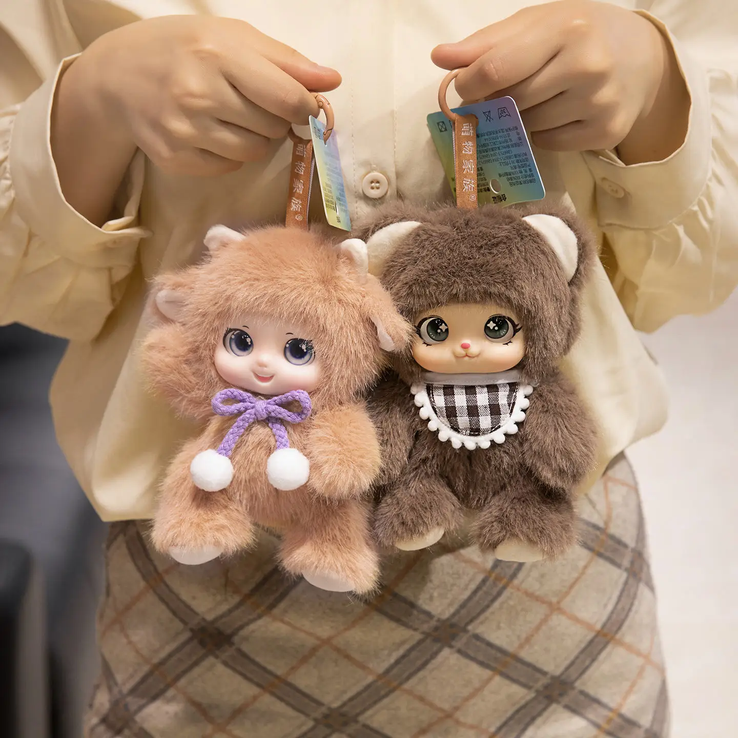 

18cm Kawaii Cute Animal Vinyl Face Plush Toys Animal Toys Pendant Rabbit Bear Sheep Gift For Animal Enthusiasts Kids Pendant Bag