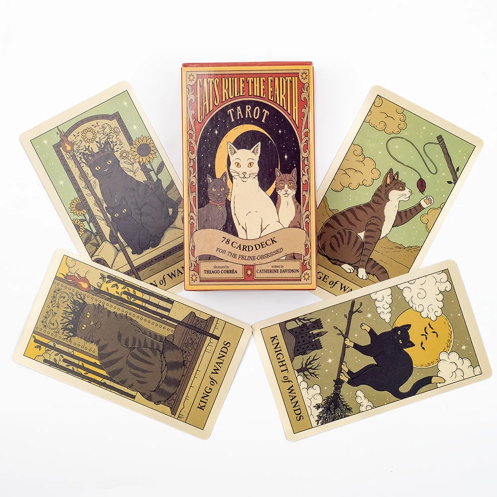 Cats Rule the Earth Tarot 78-kaartendek voor The Feline-Obsessed Divination Edition Deck Board Speelspellen 10,3 * 6 cm TK117K