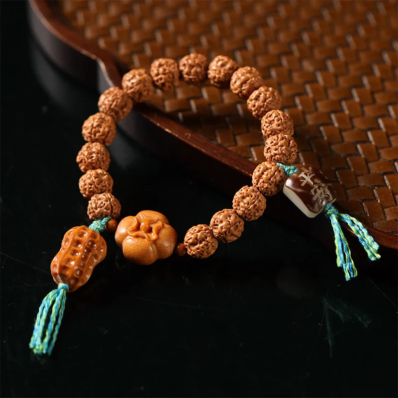 things Peanut-shaped diamond Bodhi beads retro unisex for good luck and peace couple's bracelet Buddhist pra
