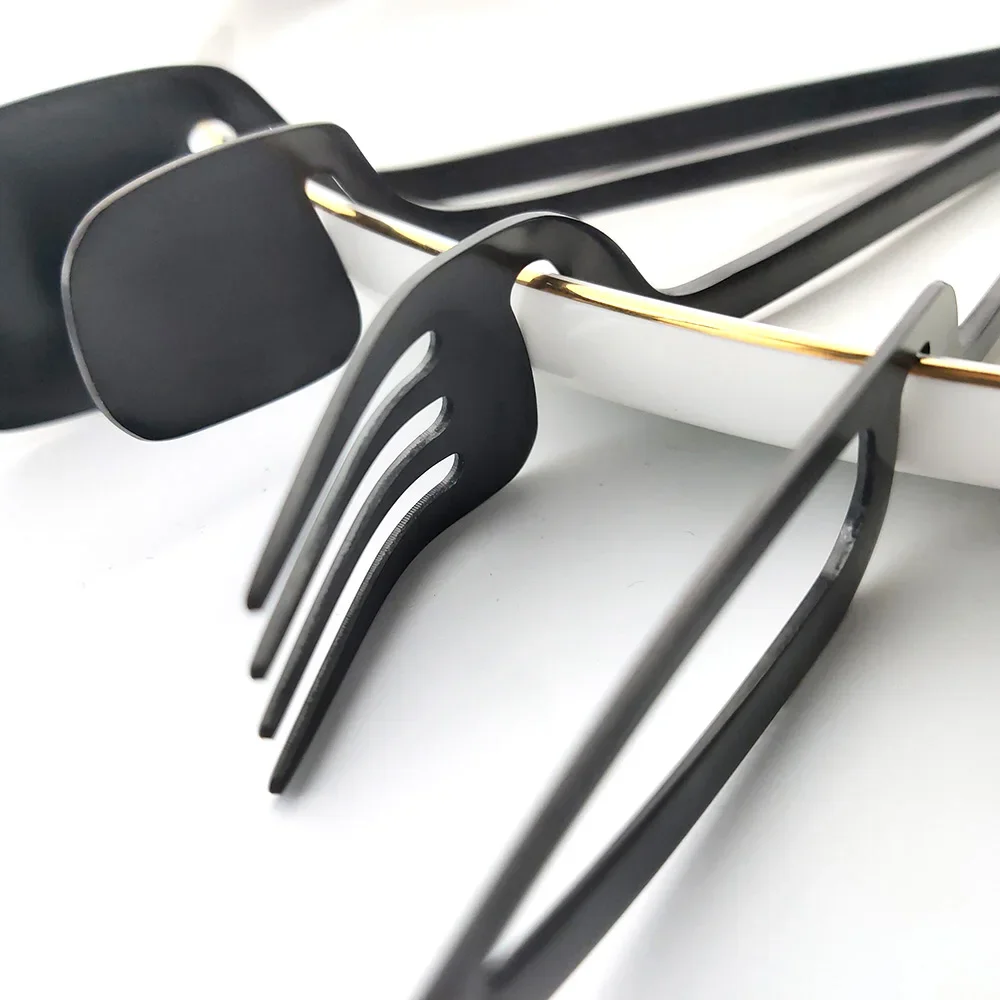 15Pcs Matte Stainless Steel Dinnerware Set Cutlery Knife Fork Spoon Dinner Set Kitchen Tableware Flatware Silverware