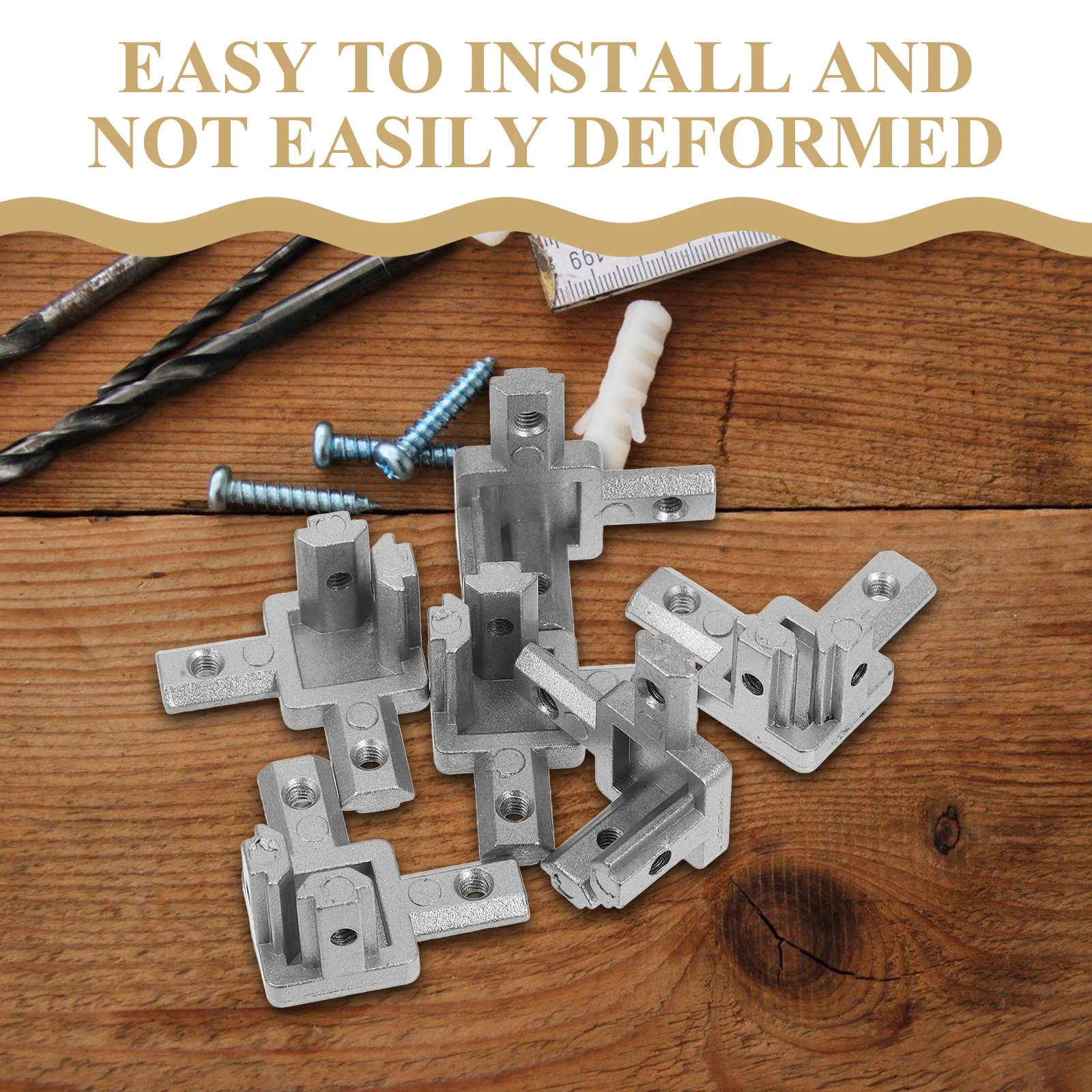 6pcs 3-Way End Corner Bracket Connector For T Slot Extrusion Durable Diecast Aluminum Alloy Right Angle Fixing Brackets For