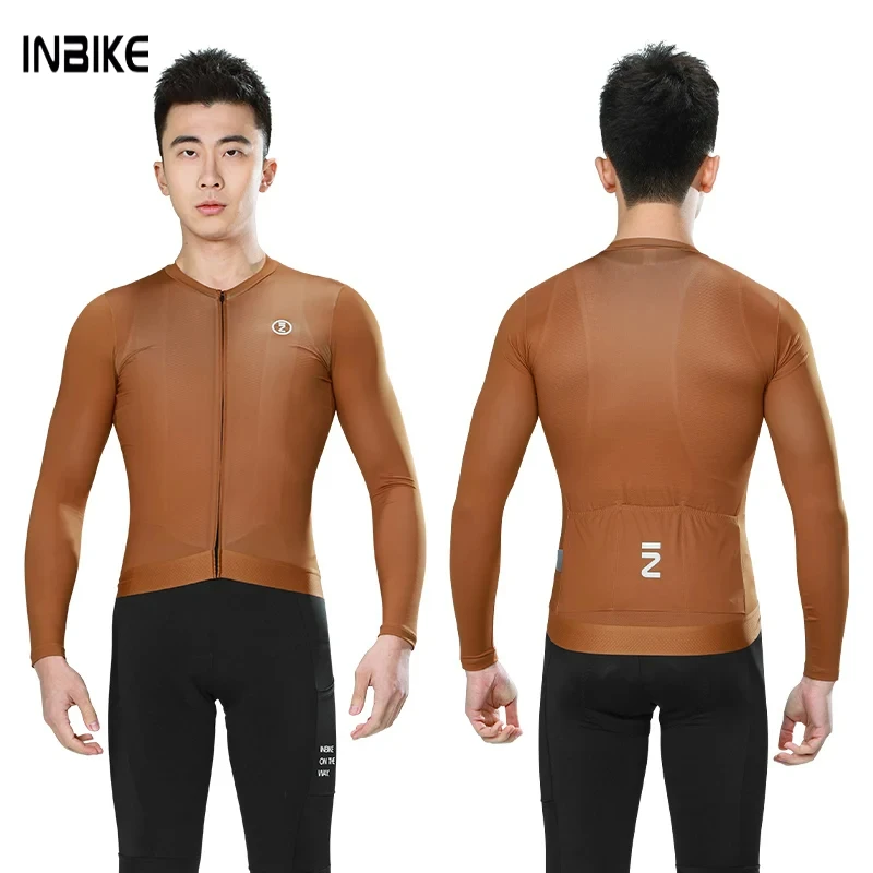 

INBIKE Men's Long Sleeve Cycling Jersey Breathable Bicycle Jersey With Full Zipper MTB Shirt Featuring Pockets For Road Bike