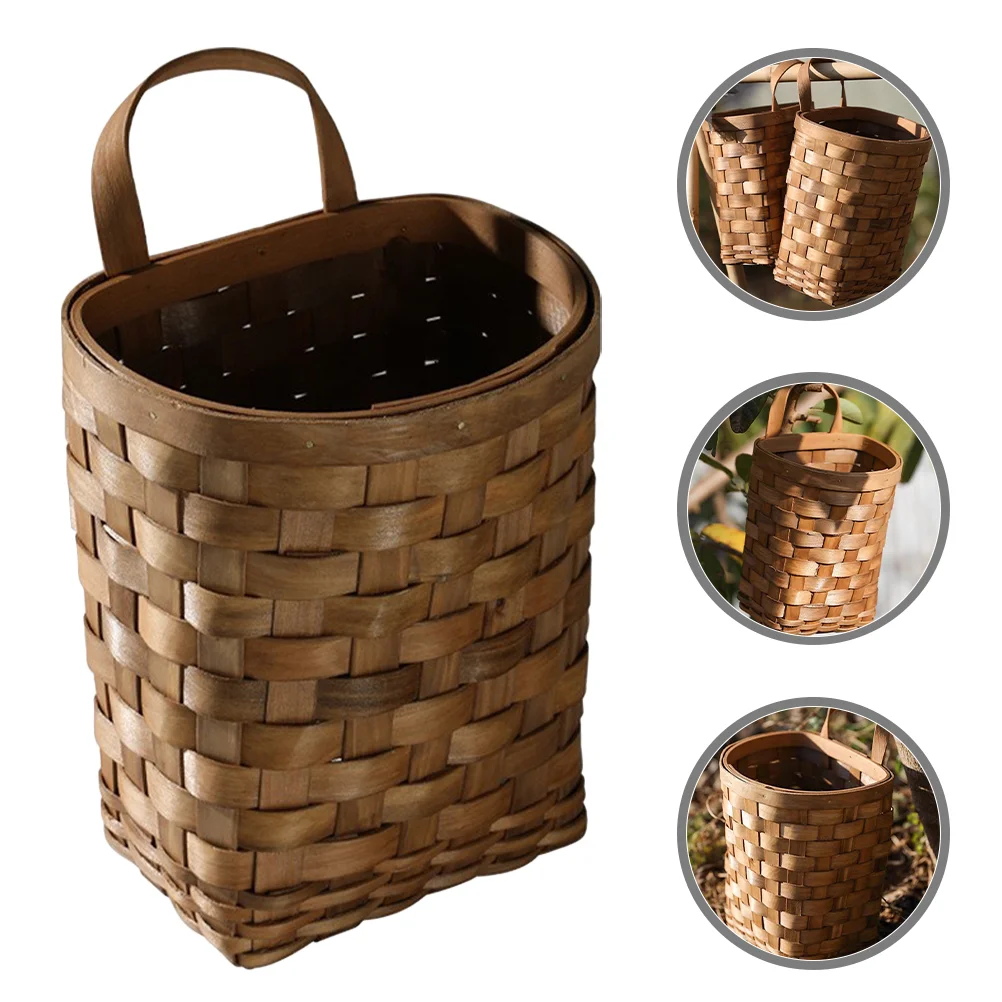 

Wooden Wall Flower Basket Large-capacity Hanging Produce Vegetable Simple Wicker Garden Woven