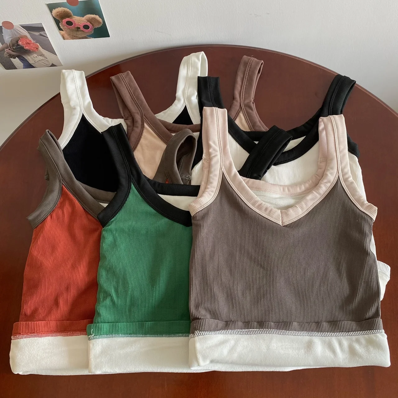 Women's Fleece Lined Thickened Sleeveless Vest Small Strap Top Sweet Pure Desire Korean Style Autumn Winter Warm Base Shirt