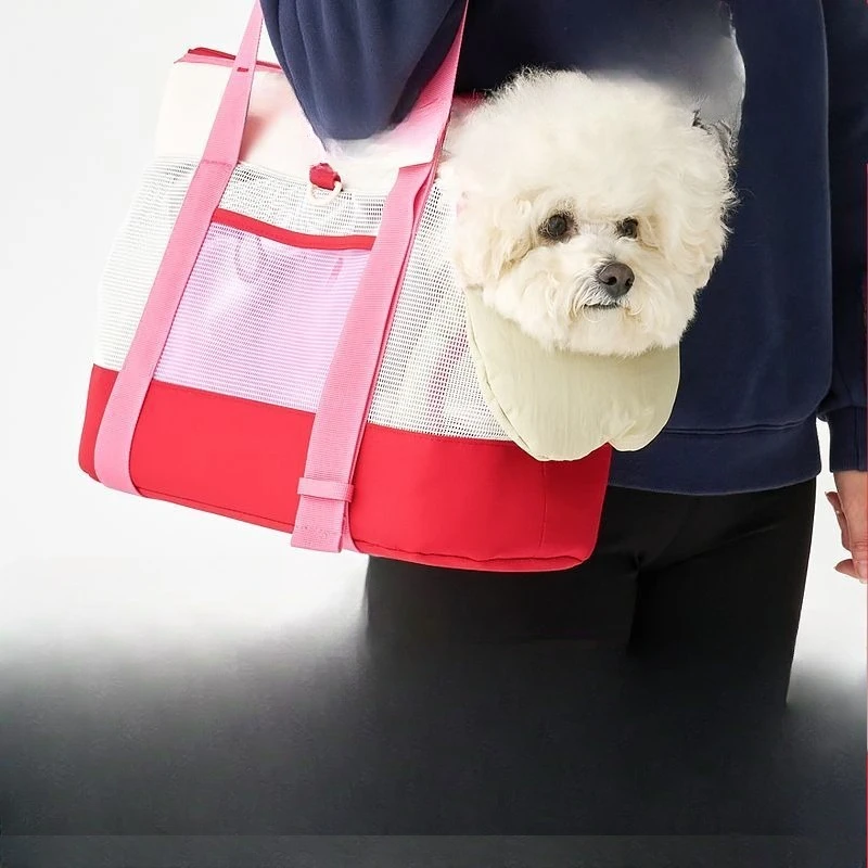 Summer breathable pet outing bag portable bag small and medium dog shoulder tote bag