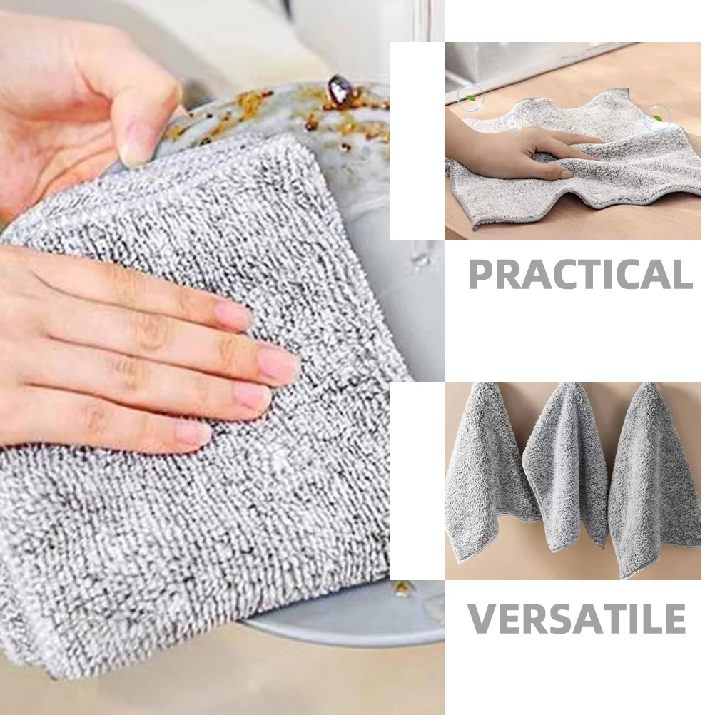 

10pcs Oil Removing Dishwashing Cloth Fiber Scrubber Kitchen Cleaning Towel Bath Pan Washcloth Dry Fast