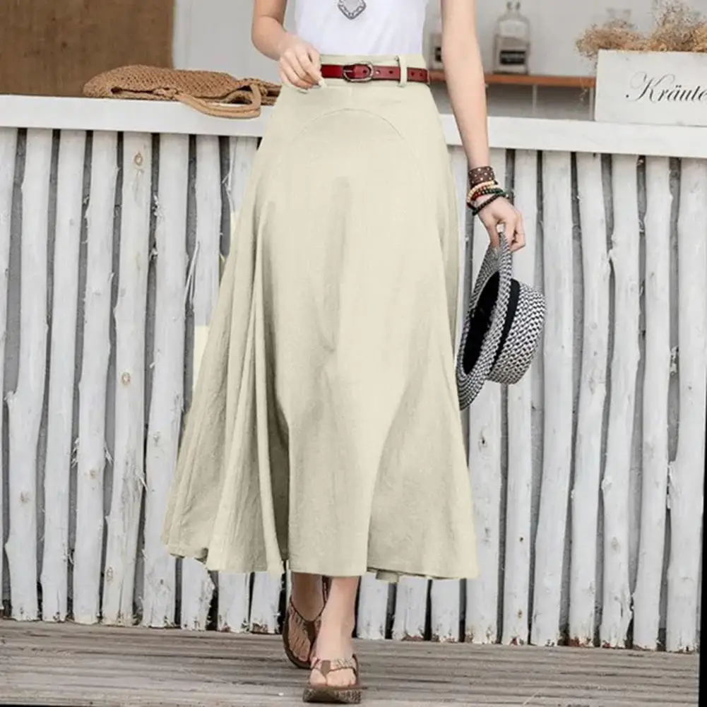 Women's Fashion 2023 Flowing Satin Midi Skirt Women Vintage Elastic High Waist Flared hem High Street Female Skirt