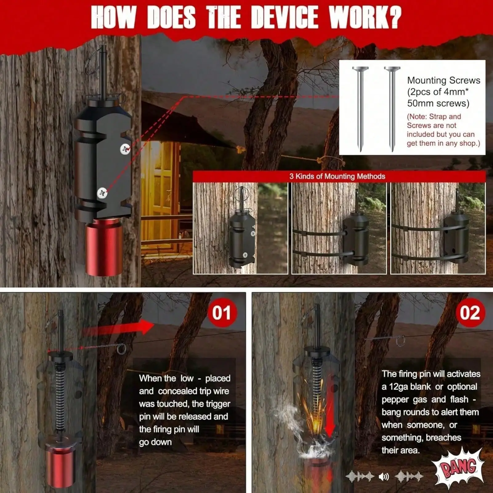 360 °   إنذار سلكي للرحلات لجميع المدى - أمان محيطي موثوق لحماية موقعك وممتلكات التخييم #6