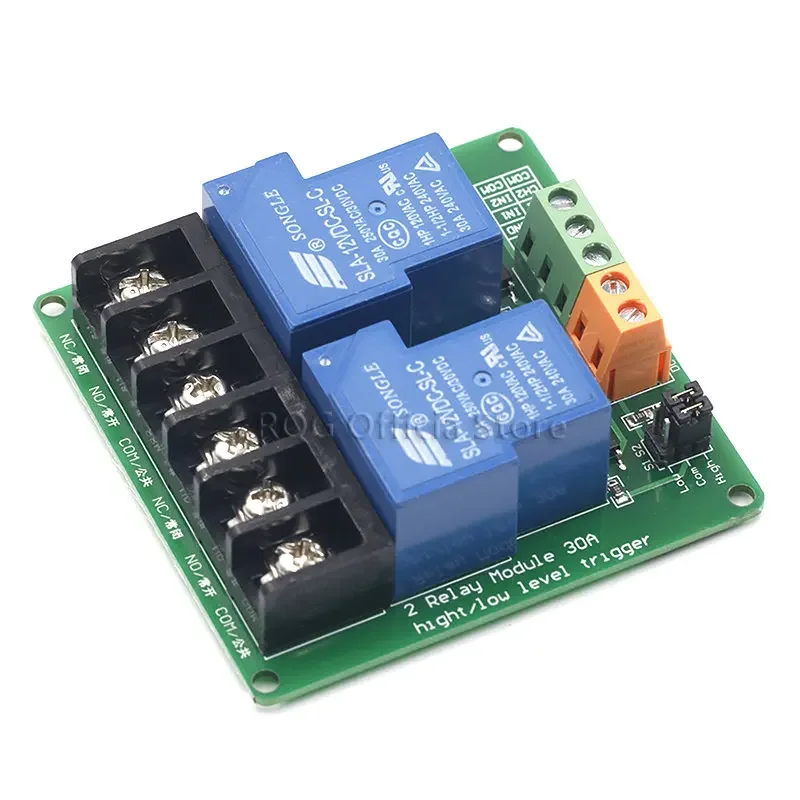 2-way 30A high and low level trigger relay module 5V smart home automation control