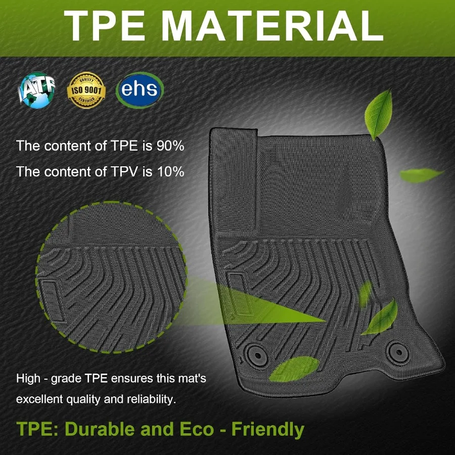 Zestaw dywaników samochodowych TPE na każdą pogodę do Escape 2020-2024 (niehybrydowy), obejmujący przednie i tylne rzędy siedzeń, 3-częściowy, czarny, wkładki do wnętrza samochodu, akcesoria.