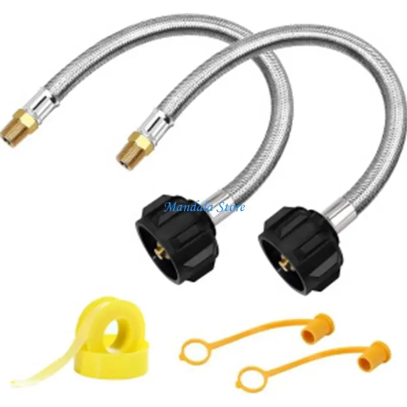 U2JC Pack of 2 C3H8 Hoses 15 Foot Untarnished Plaited with Pressure Measure for Gas Structure