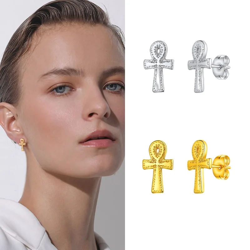 

Fashion Stainless Steel Egyptian Cross Earrings for Women Men Daily Accessaries Hot Sale Birthday Party Holiday Jewlery Gifts