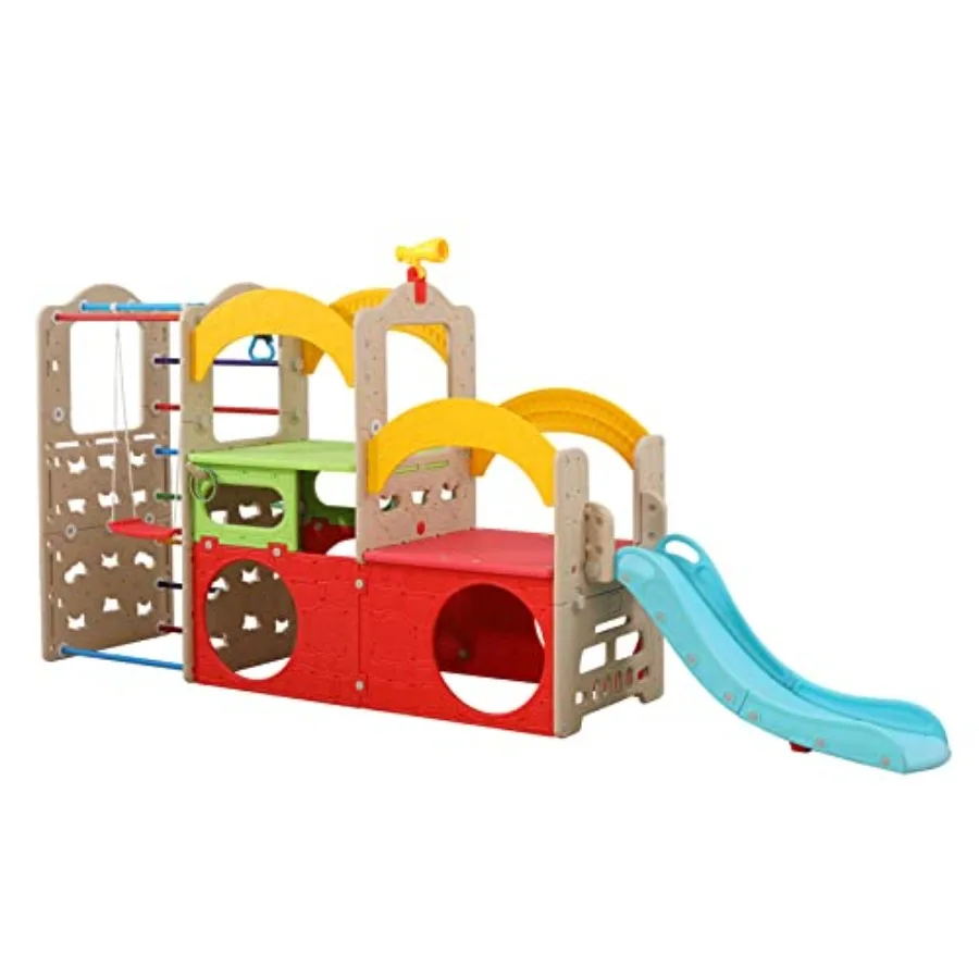 

Игровой комплекс 10 в 1 для дома и улицы: горка, скалодром, лестница, качели, баскетбольные кольца, уличные игрушки для детей