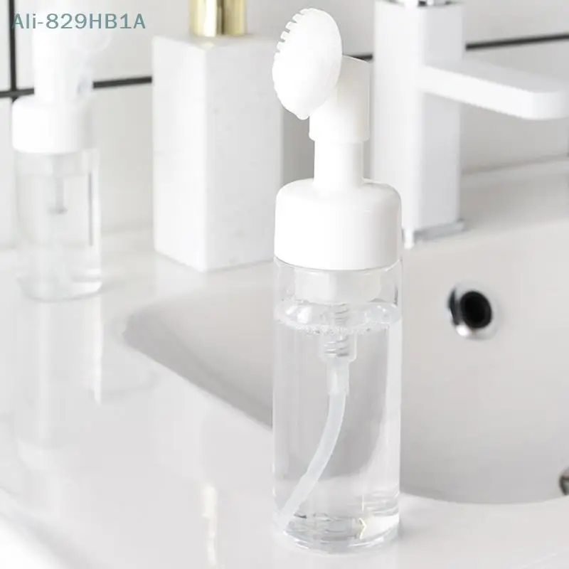 เครื่องตีทำฟองสบู่ล้างหน้าขวดโฟมสบู่พร้อมแปรงทำความสะอาดแบบพกพาทำจากซิลิโคน