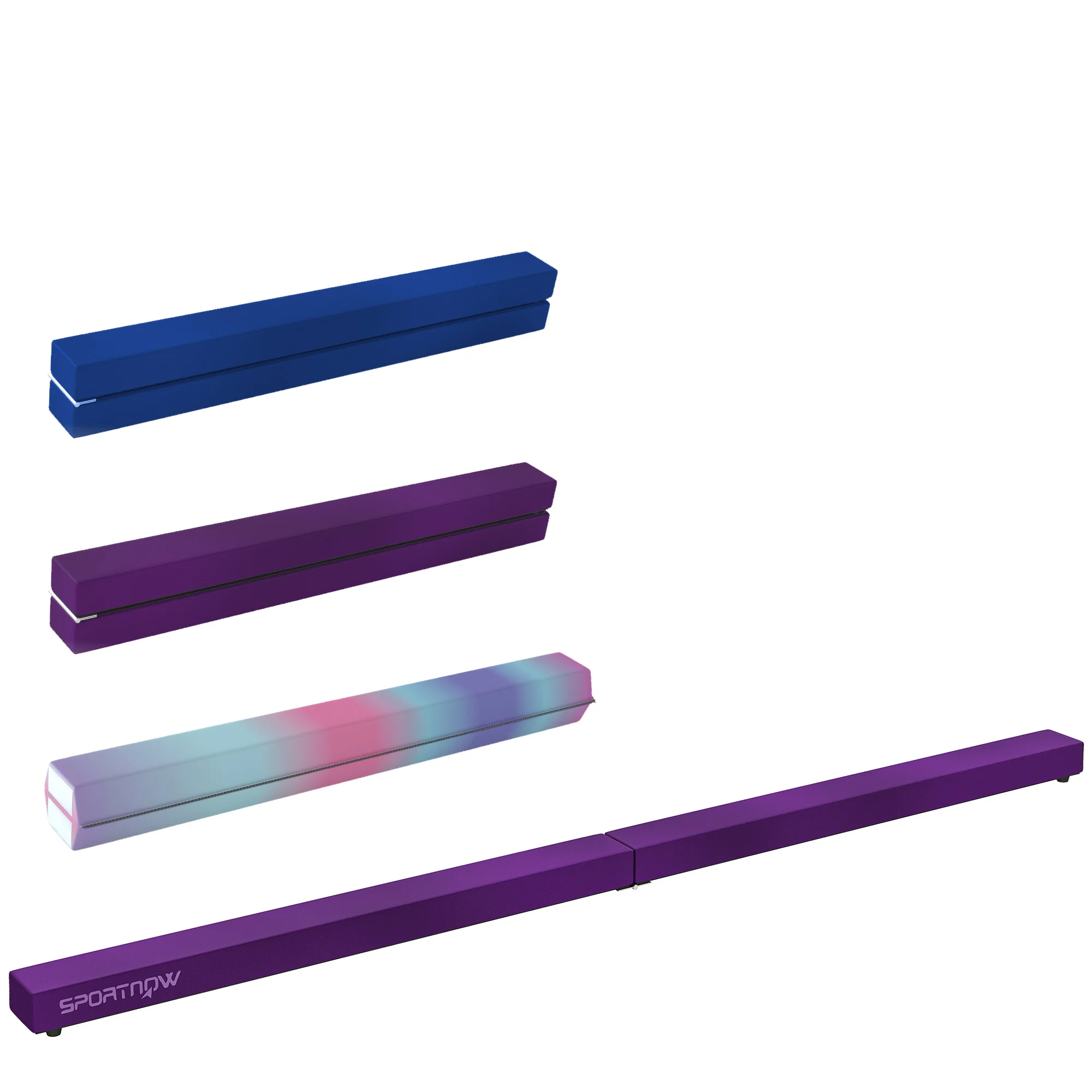 SPORTNOW Poutre gymnastique pliable 210 cm en velours, poutre d'équilibre avec fond antidérapant, pour enfants et adultes, violet