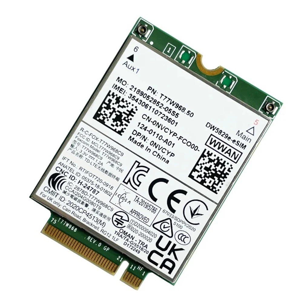 

T77W968.50 DW5829e-ESIM Модуль модема M.2 4G Cat9 450 Мбит/с TDD-LTE 4G Модуль для ноутбука Dell 7320 7330 7520 7530 7430