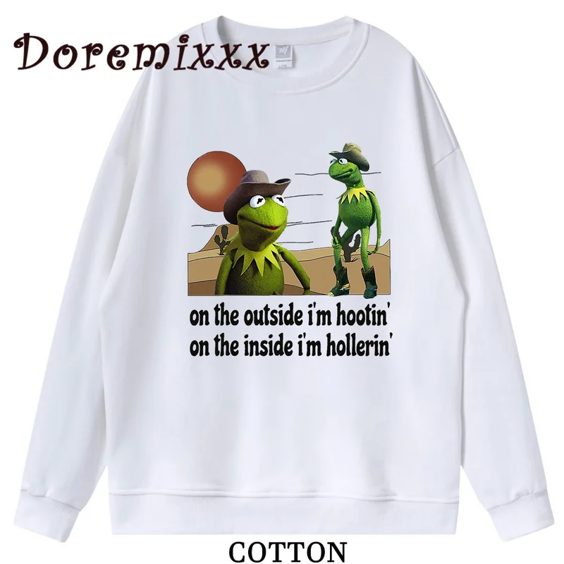 Sudadera con estampado de vaquero Kermit para hombre y mujer, Jersey informal de manga larga, Hip Hop, Unisex, otoño