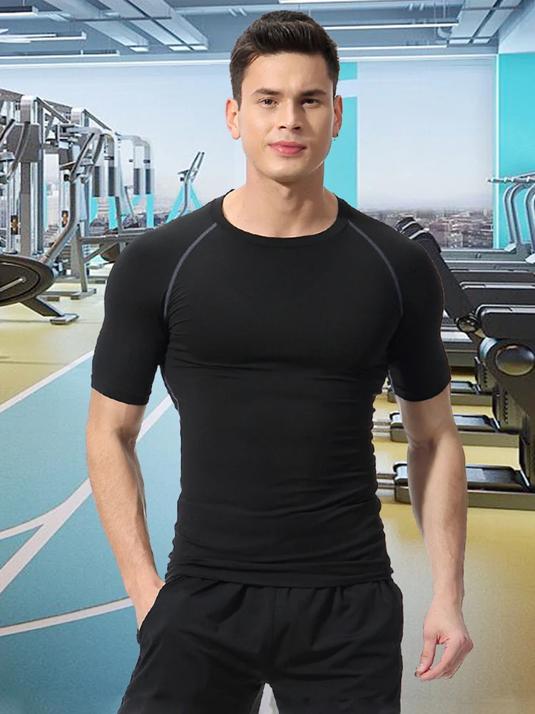Herren-Kompressionsshirts, Sommer, kurze Ärmel, T-Shirts, T-Shirt, Fitnessstudio, Workout, Fitness, Laufen, Tops, Unterhemden, Baselayer-Sportbekleidung