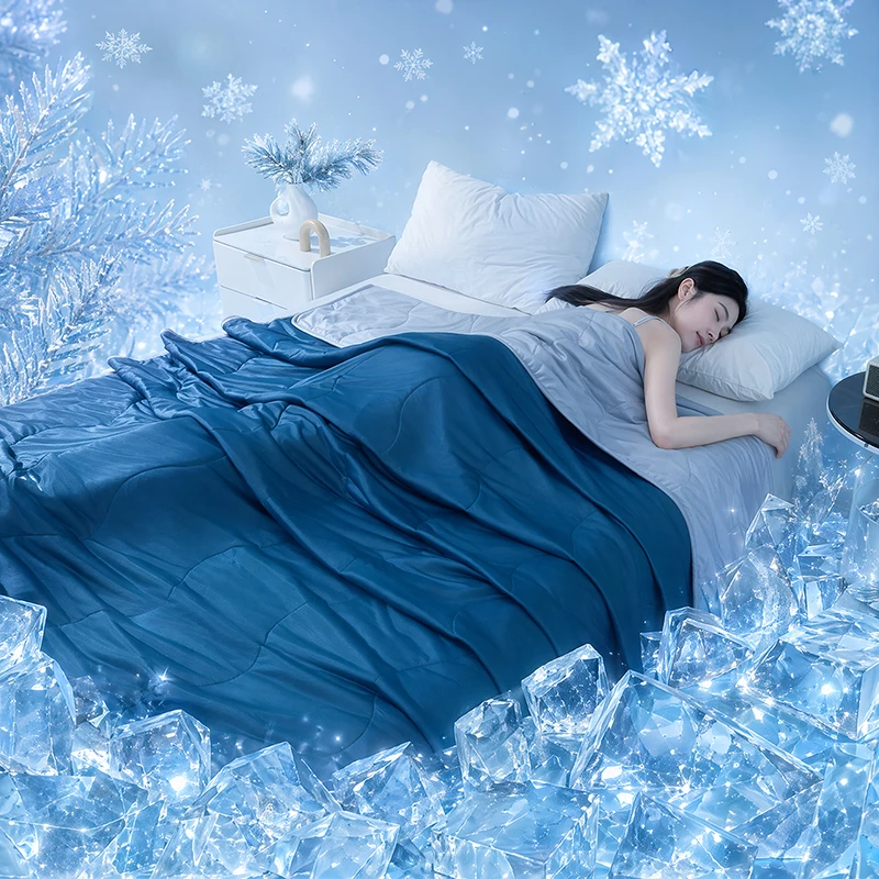 Solid Color Cool Touch Summer Thin Quilt, Ultrasonic Wave Stitched Comforter, All Season Washable Lightweight Cooling Bed Blanket