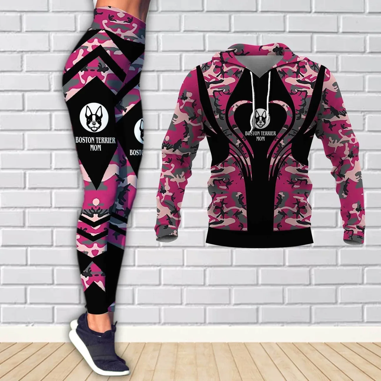 YX Girl Frehch Bulldog Mom/Cane Corso Mom/German Sheperd Mom Combo Hoodie + Legging 3D Printed Apparel Women's Sets