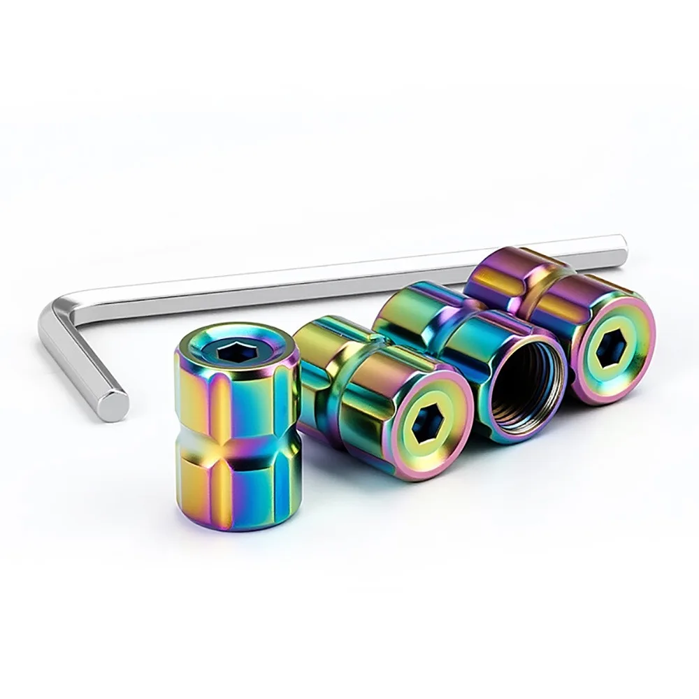 4PCS Multicolor Car Wheel Valve Caps Anti-theft Waterproof Tire Valve Plugs Rustproof Multifunctional Valve Core Cap Universal
