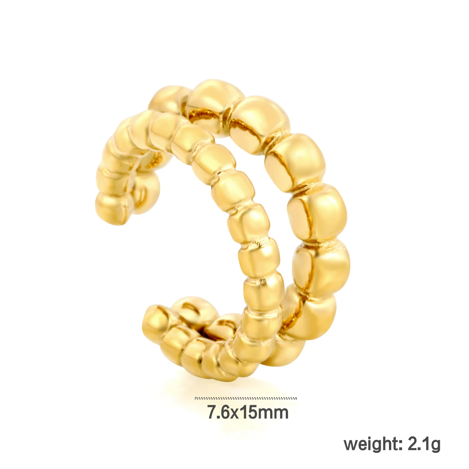 LUXUSTEEL 1PCS Ear Clip Women Earrings Stainless Steel Cubic Zirconia C Non-Piercing Ear Clip Cuff Ear Buckle Elegant Jewelry